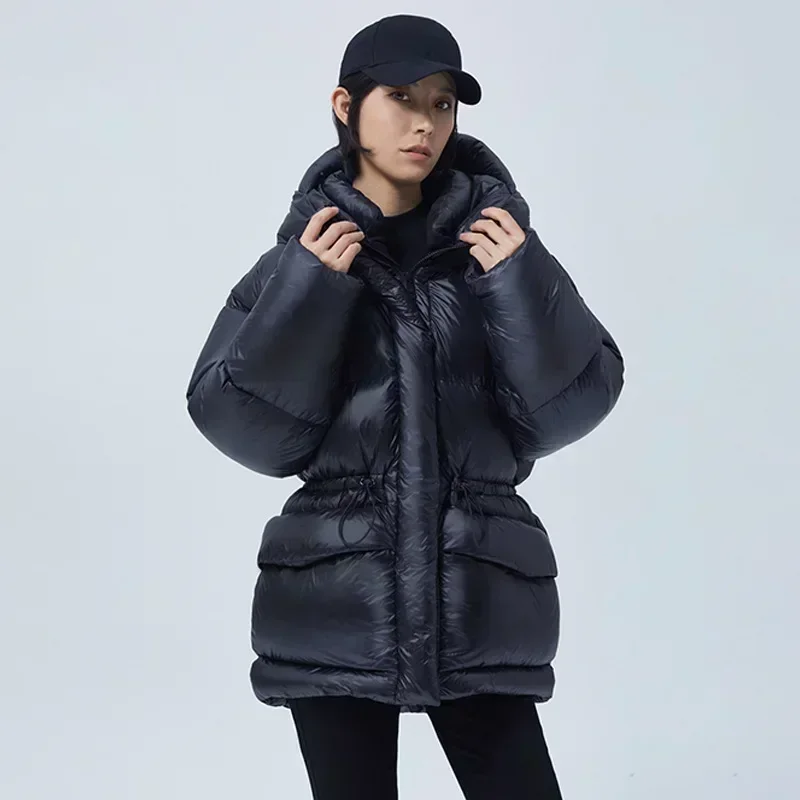 2023 Winter New Women White Duck Down Down Coat Hooded Slim Fit Short Jacket Warm Girls Snow Wear Overcoat Korean Women Parka