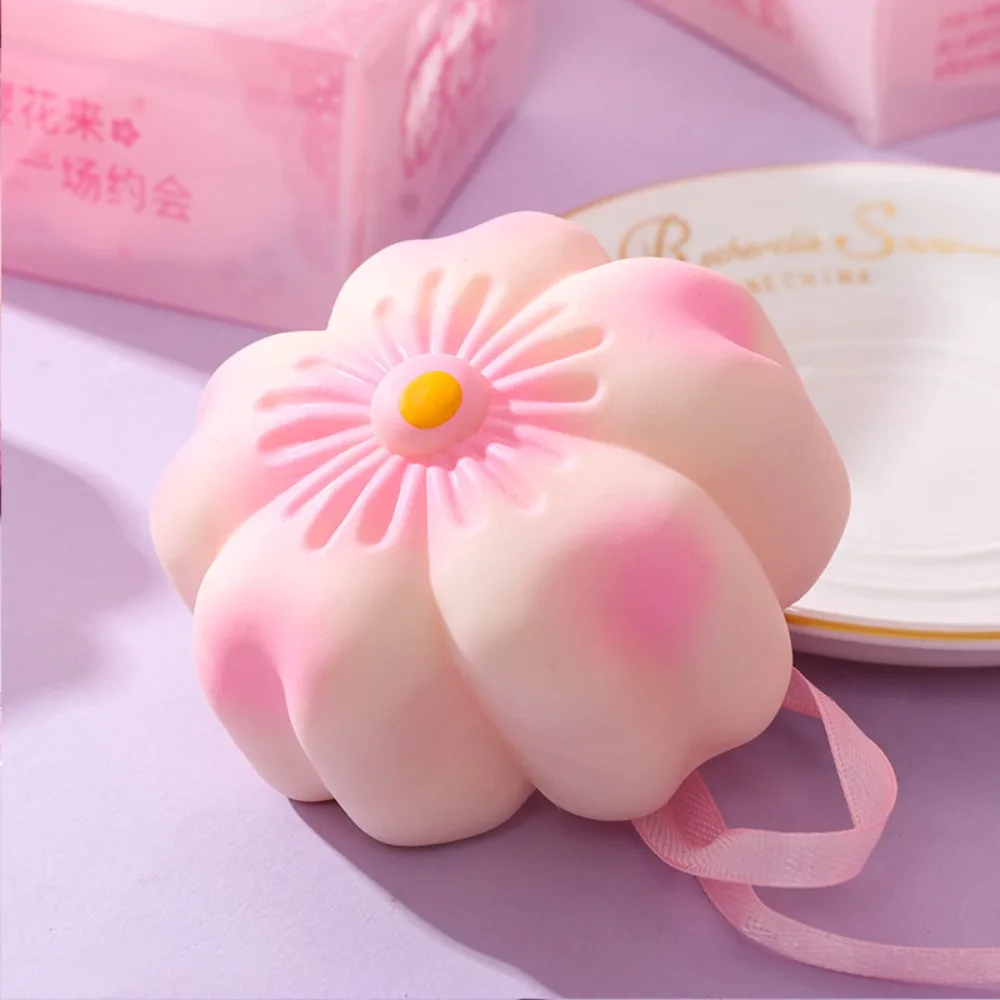 Cute Cherry Blossom Tofu Squishy Ball Ultra Soft Slow Rising Stress Relief Squeeze Fidget Toy Portable Holiday Gift