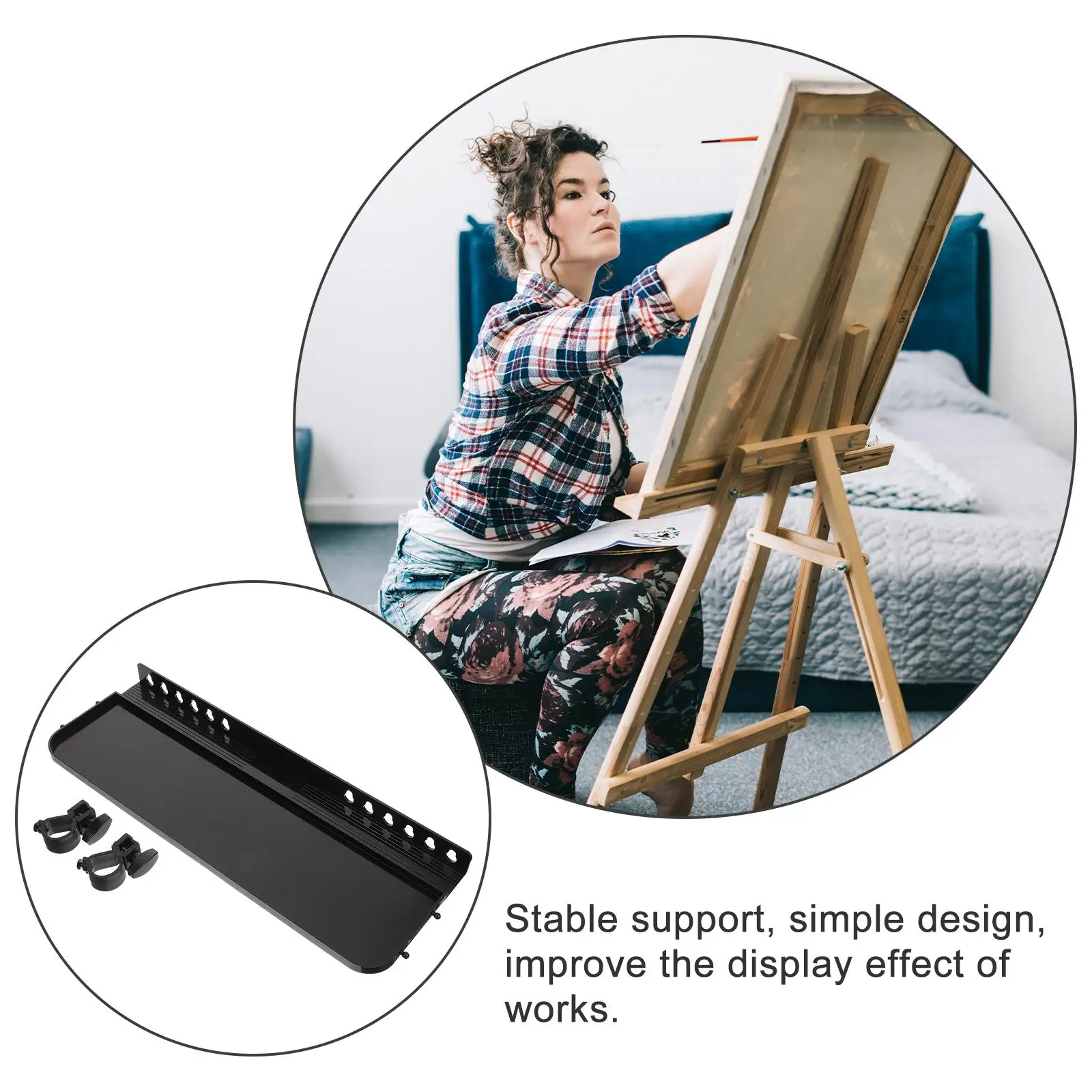 

Portable Easel Tray for Painting Tools Lightweight Plastic Detachable Shelf MultiUse Plate Artists Paintbrush Holder