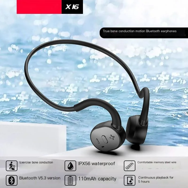 New True Bone Conduction Bluetooth Headset Sports Running Wireless Waterproof Earphone Non-ear Riding  Headphone with Mic Stereo