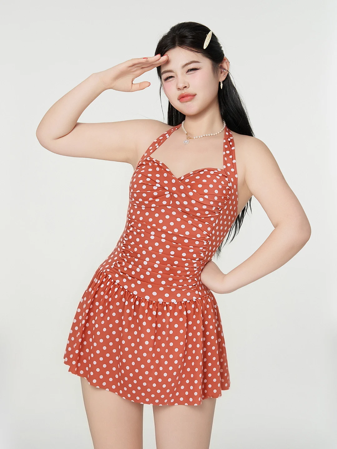 plus Size Beach Swimwear for Plump Girls Brief One-Piece Swimsuit Cover-Up Female Casual Swimming Costume Square Collar Design