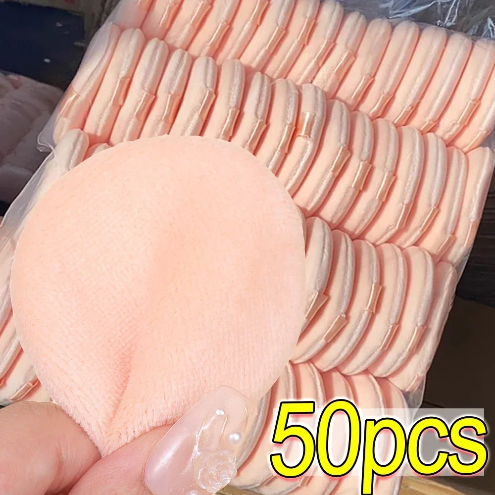 50pcs Powder Puff Round Cosmetic Puff Set Soft Makeup Sponge for Face Eye Contouring Washable Velvet Puffs Make Up Accessories
