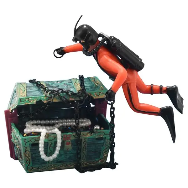 

Discount treasure Treasure hunter Diver Decoration for Aquarium Fish Tank orange