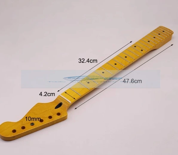 Electric guitar neck 6 strings 22 frets big head neck with maple bright yellow back center line handle, guitar modification