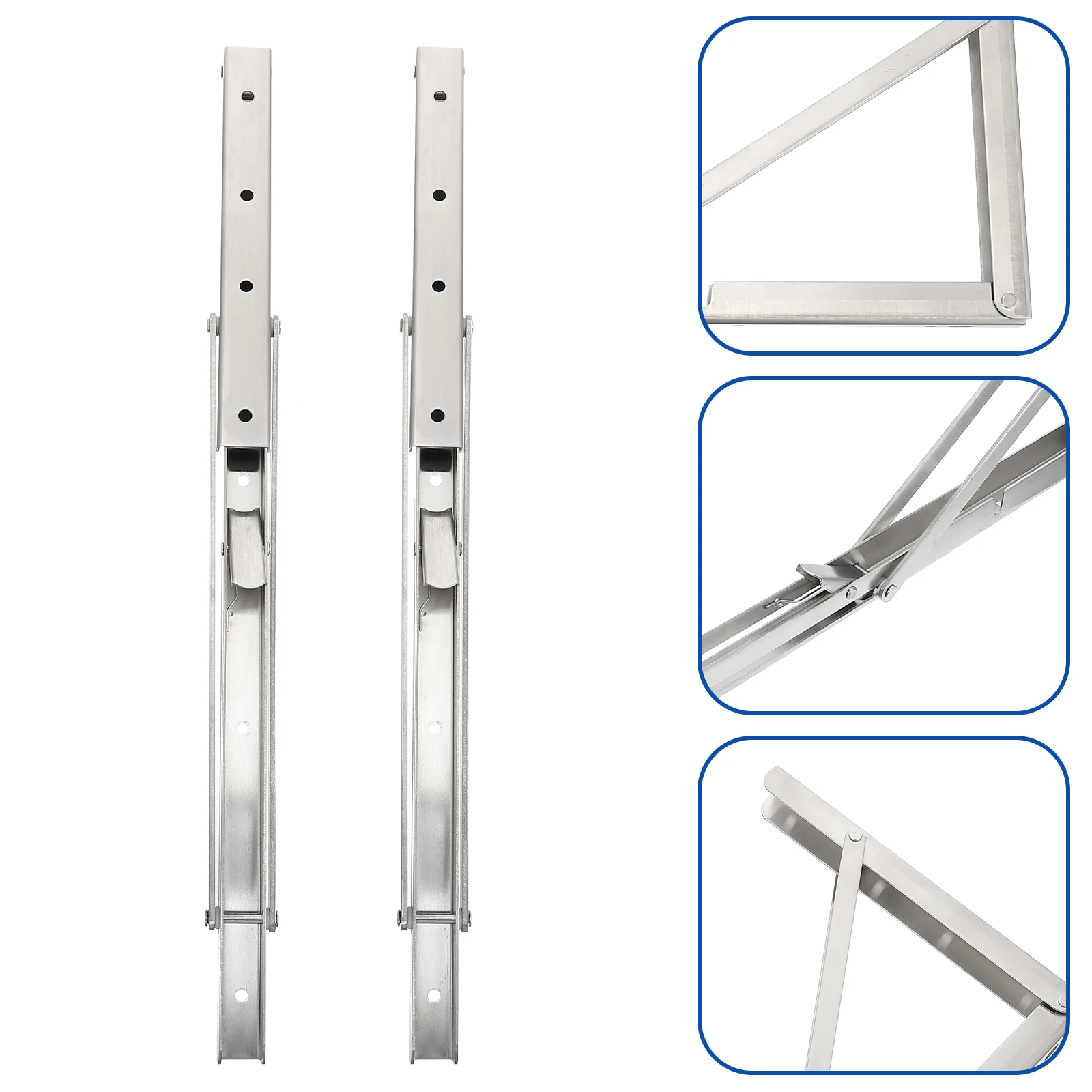 

2 Pcs Foldable Stainless Steel Triangle Bracket Shelf Heavy Duty Shelving Brackets Double Sided Shelves Mounts Storage