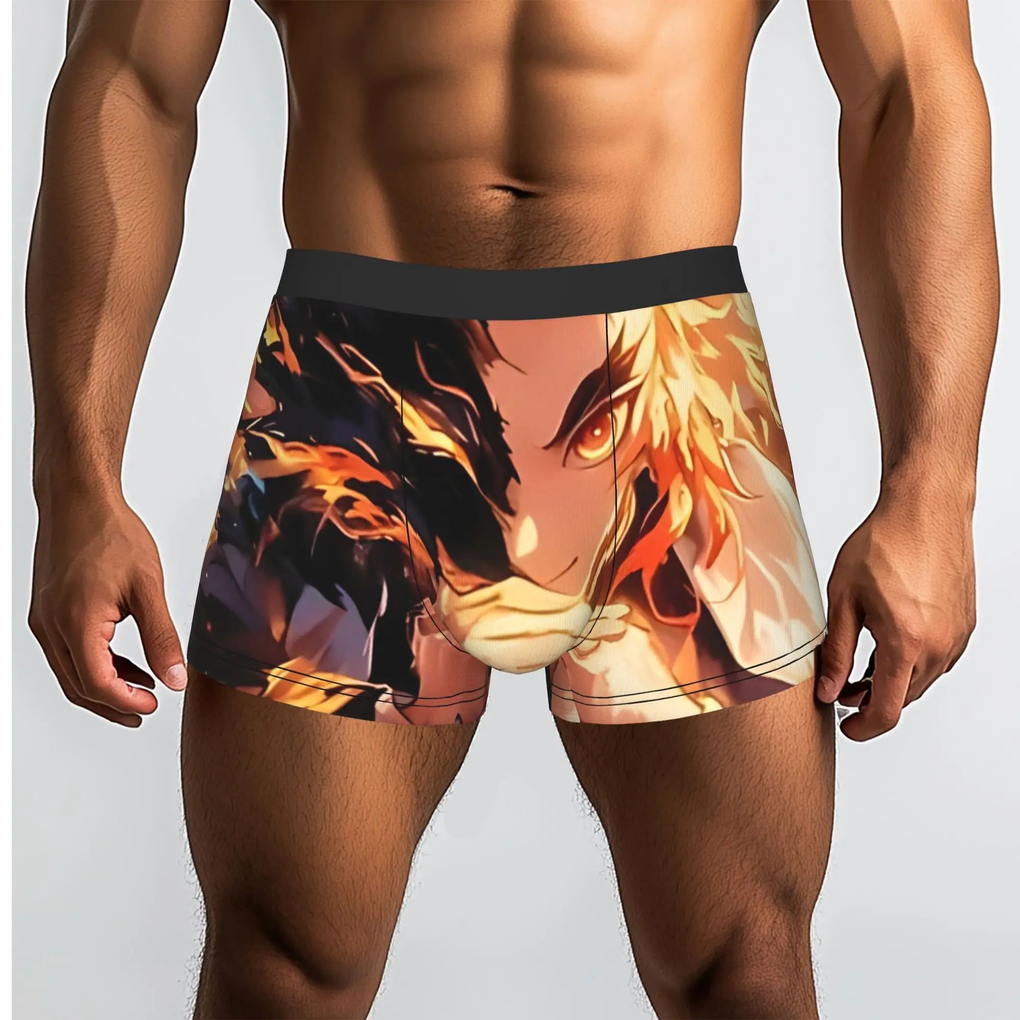 Demon Slayer Flame Anime Bandai Demon Slayer Underpants Breathbale Panties Men's Underwear Print Shorts Boxer Briefs