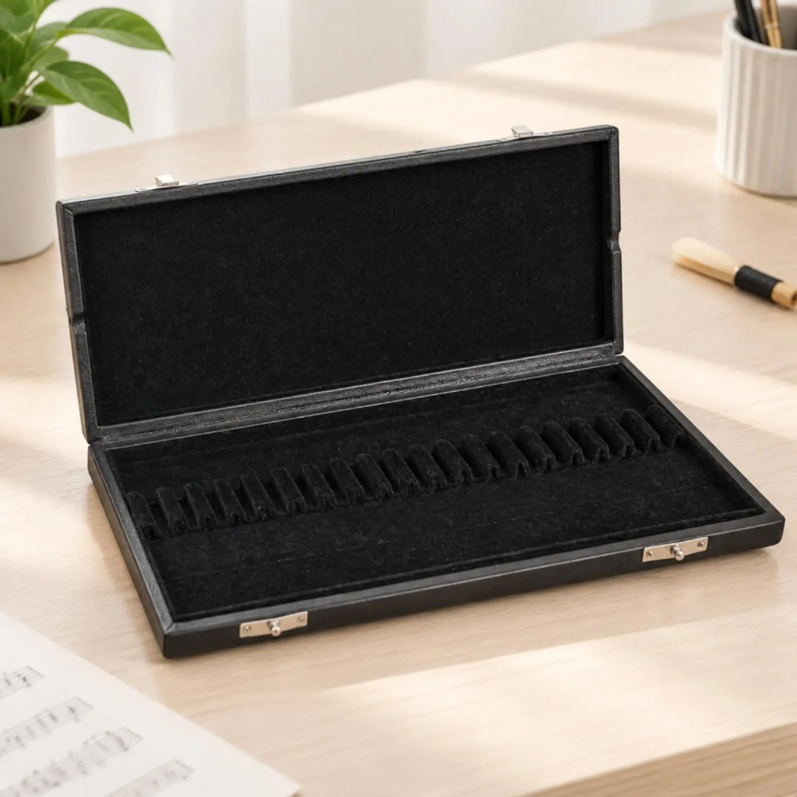 Oboe Reeds Storage Box with Hinged Lid Holds 20 Canes Felt Lined Interior for Musicians on the Go