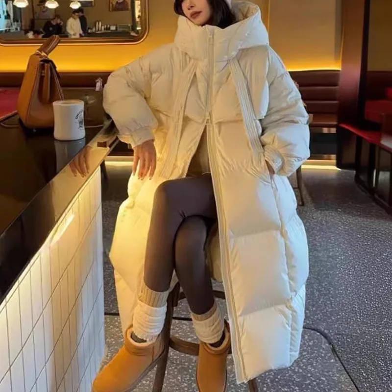 

Women's Mid-Length down Jaet Du down Winter Coat Korean Sle Outerwear Coat Thiened Polyester Fiber Zipper Closure