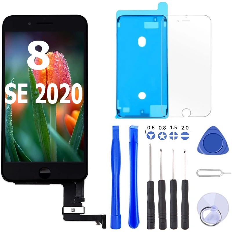 Screen Replacement for iPhone 8 / SE 2020 4.7 inch LCD Digitizer Touch Screen LCDs Replacement Screen Frame Assembly Full Set