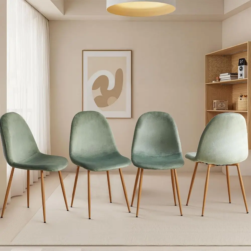 

Комплект из 4-х зеленых бархатных кресел для столовой, кухни, гостиной и спальни