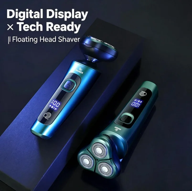 9D Floating Electric Shaver, High Power Digital Display Men's Razor, USB Rechargeable Washable Multifunctional Beard Trimmer