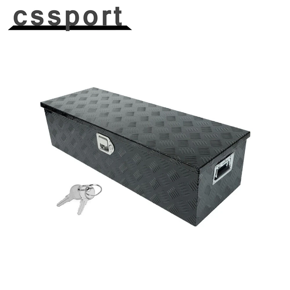 

39"X13"X10" BLACK ALUMINUM PICKUP TRUCK TRUNK BED TOOL BOX TRAILER STORAGE+LOCK
