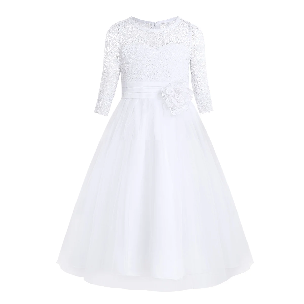 Flower Girl Dress Lace Pageant Wedding Bridesmaid Birthday Party Gown Formal Occassion First Communion Dress Princess Robes