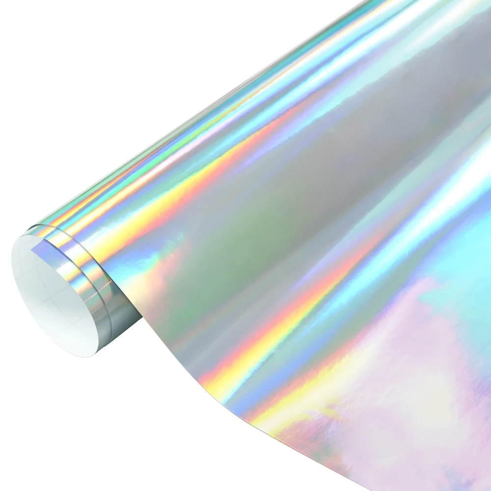 Ultra Gloss Laser Rainbow Silver Car Vinyl Wrap Film Bubble Free PVC Electroplated Laser Color Change Film Auto Decor Sticker