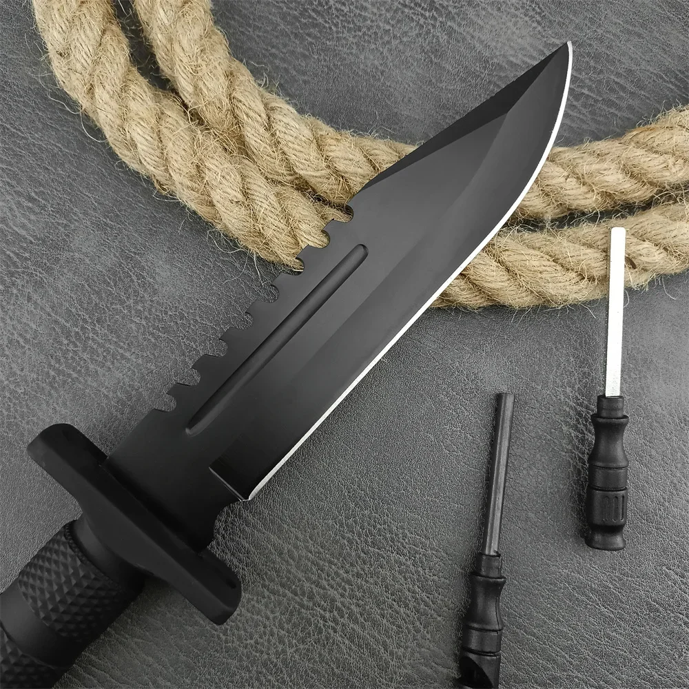 Military Fixed Blade Straight Knife With Sheath 5Cr13Mov Blade Black Nylon Fibre Handle EDC Bushcraft Survival Hunting Knives