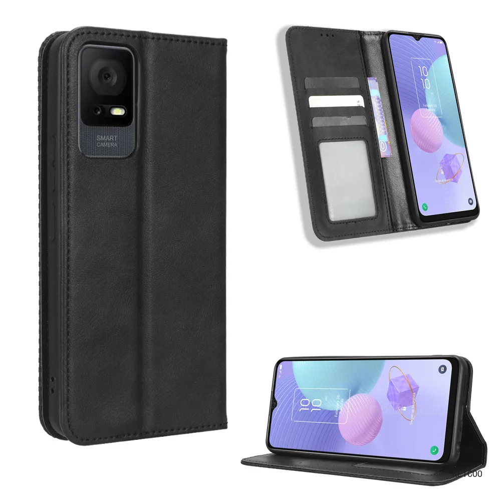 Magnetic Leather Case for TCL 30XL 40R 40SE 40XE 40XL 305i 403 405 406 408 506D 5G Flip Cover Card Slot Stand Holder Phone Shell