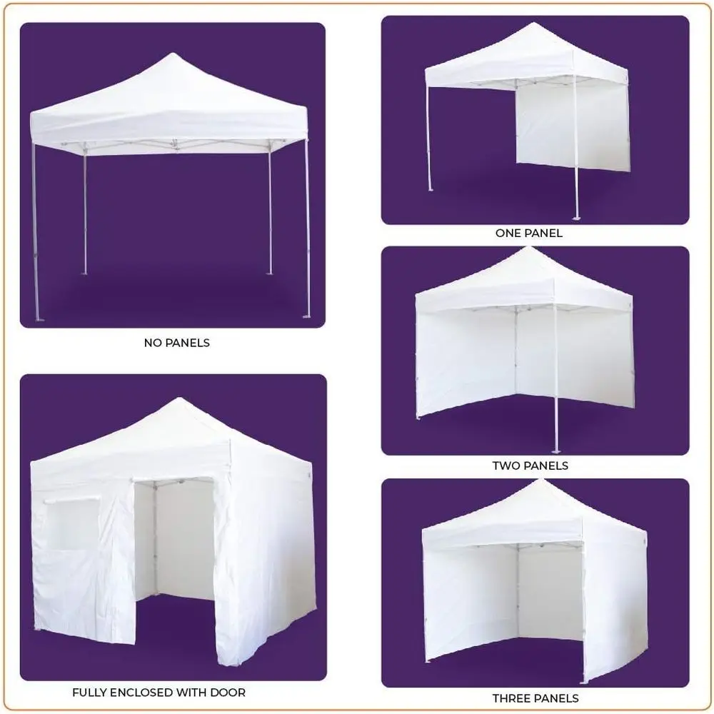 10' x 10' USA Canopy Kit: 4 Sides, Door & Window, Weight Bags, Spike, Rope, Roller Bag, White