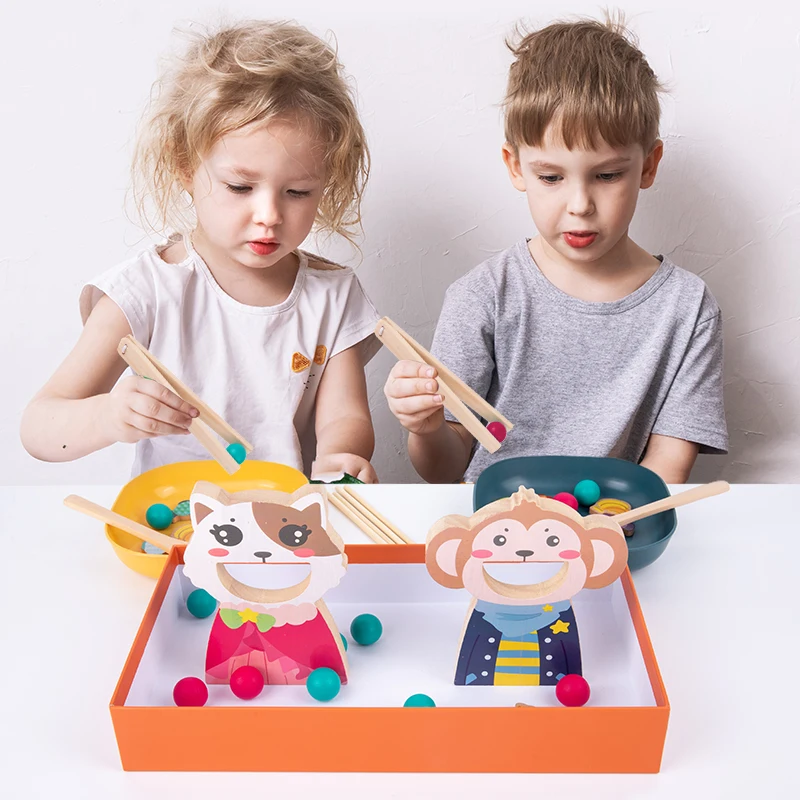 Montessori early education beneficial intelligence toy children\'s chopsticks spoon training feeding tabletop game