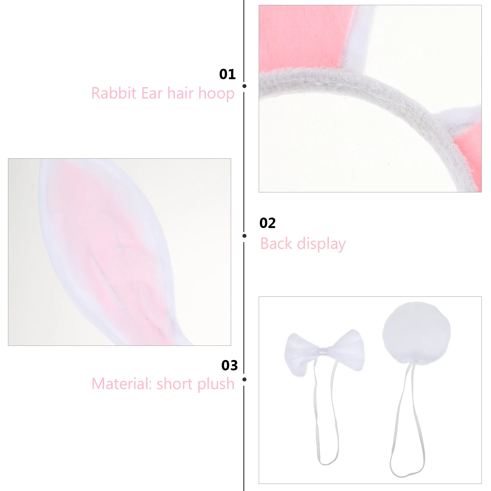 3pcs Rabbit Ear Set Bunny Headdress Cosplay Hair Hoop Easter Masquerade Kids Rabbit Ear Headdress Accessories