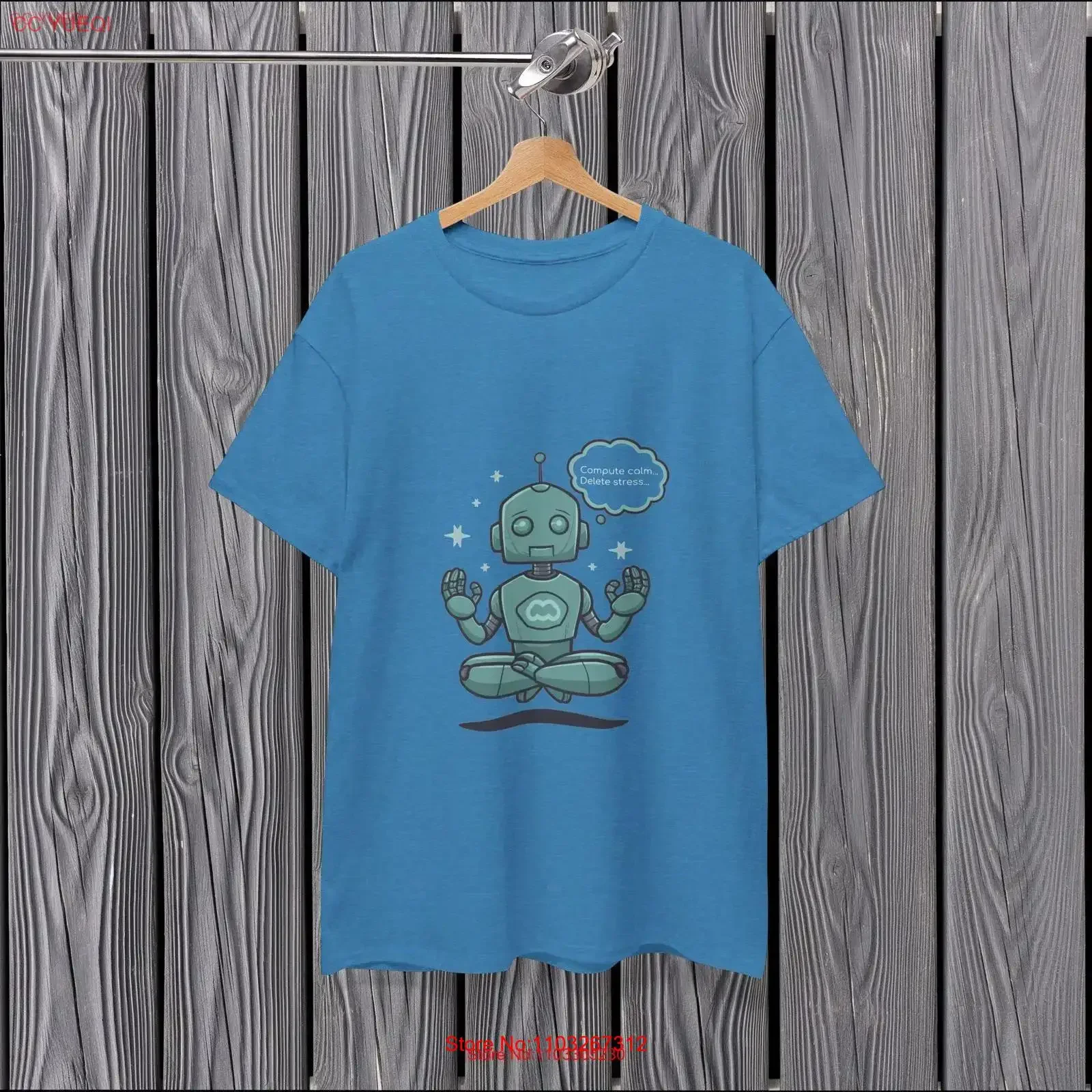 T-shirt humoristique Robot Méditation : Calmez l'esprit, éliminez le stress – Humour Tech Geeky pour Programmeurs et Passionnés d'IA – Style Vintage