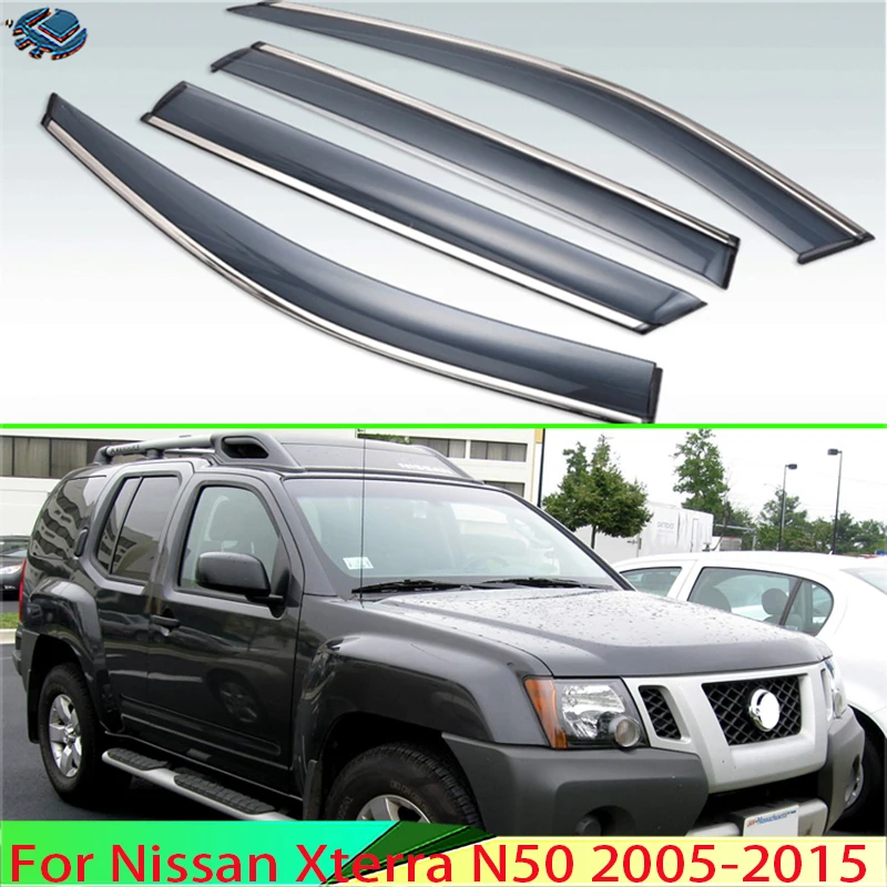 

For Nissan Xterra N50 2005-2015 Plastic Exterior Visor Vent Shades Window Sun Rain Guard Deflector 4pcs 2007 2009 2010 2012 2013