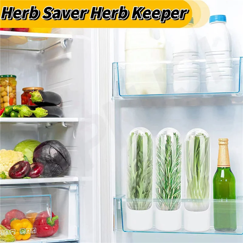 Y42A-6PCS Herb Saver For Refrigerator Herb Freshs Keeper For Refrigerator,Herb Storage For Cilantro,Parsley, Asparagus