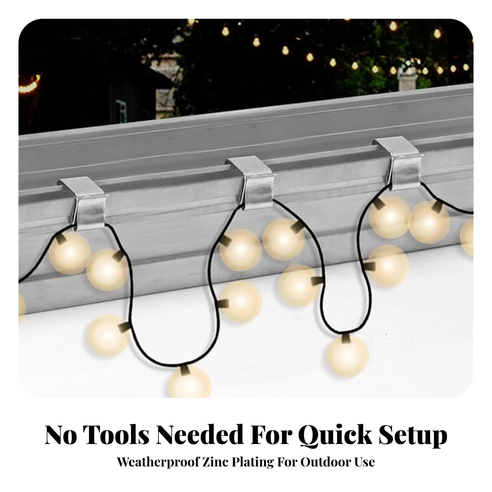 50 Pieces String Light Gutter Clips Reusable Metal Gutter Clip Roofline Light Clip Sturdy Long-Lasting