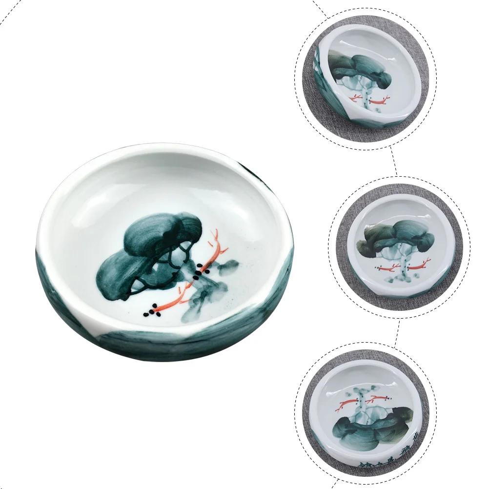 

Ceramic Ink Dish Large Capacity Brush Tray for Calligraphy and Painting Smooth Surface Portable Pen Rest for Artists Students