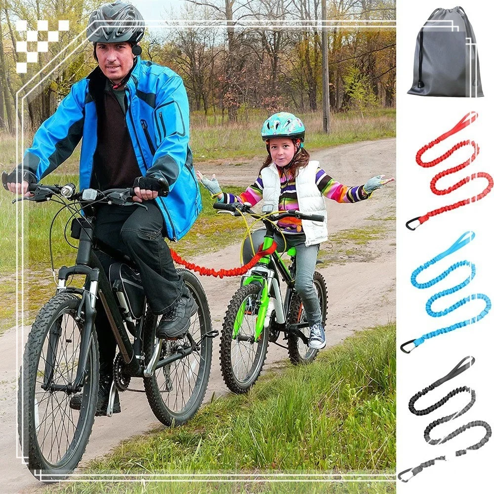 Einziehbares Fahrrad-Abschleppseil, Dehnbarer Zugriemen für Eltern-Kind-Fahrten, 3M Anhänger-Abschleppseil mit Karabiner – Detail 2