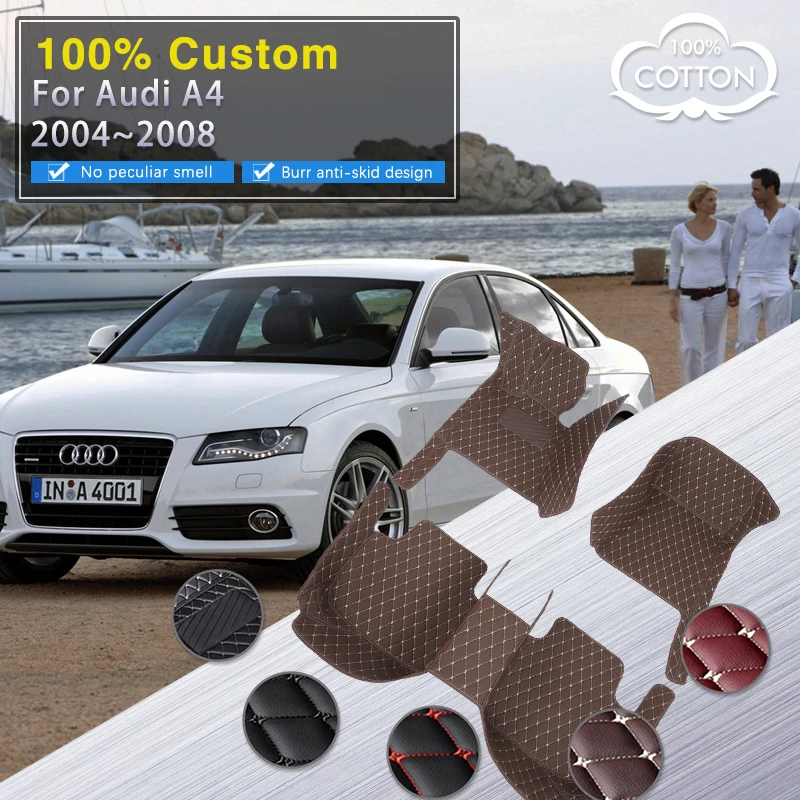 

Car Mats For Audi A4 B7 8E 8H 2004~2008 Durable Floor Carpet Rug Pad Set Auto Interior Parts Luxury Leather Mat Car Accessories