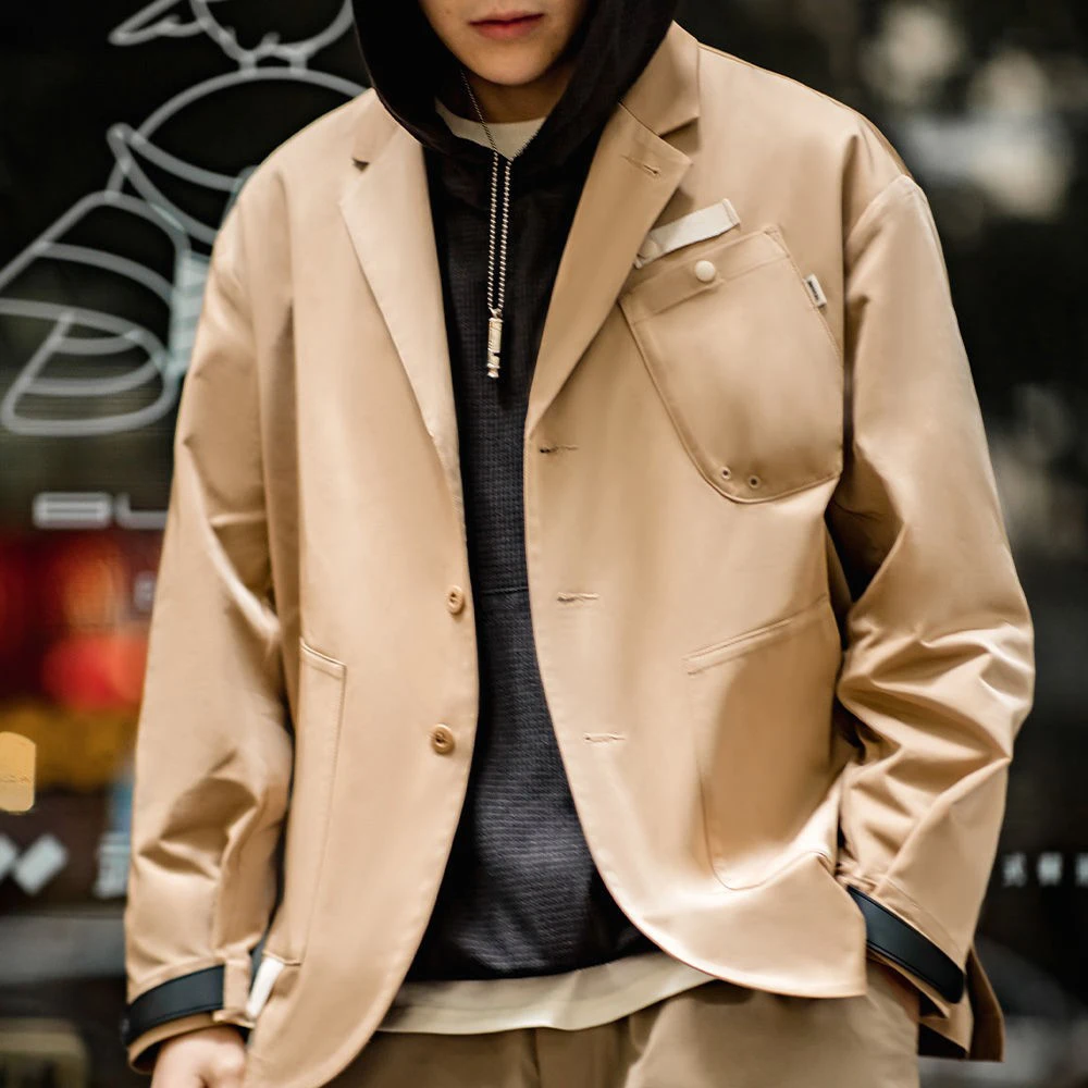 

Новый зимний мужской однотонный пиджак с длинными рукавами, американский ретро-модный модный уличный повседневный свободный нишевый мужской топ