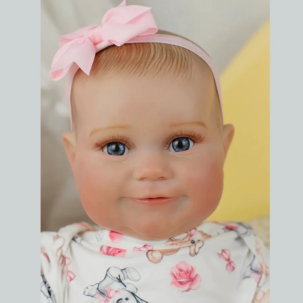 50CM Silicone Reborn Baby Doll Maddie Newborn Girl Baby Lifelike Real Soft Touch with Hand-Draw Hair Toddler Doll for Kids Gifts