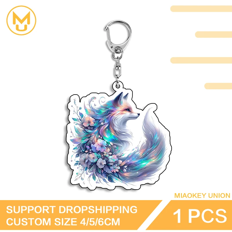 Colorful Japanese Style Fox High Quality Creative Customizable Publicized Personality Double Sided Keychain Key Ring Design