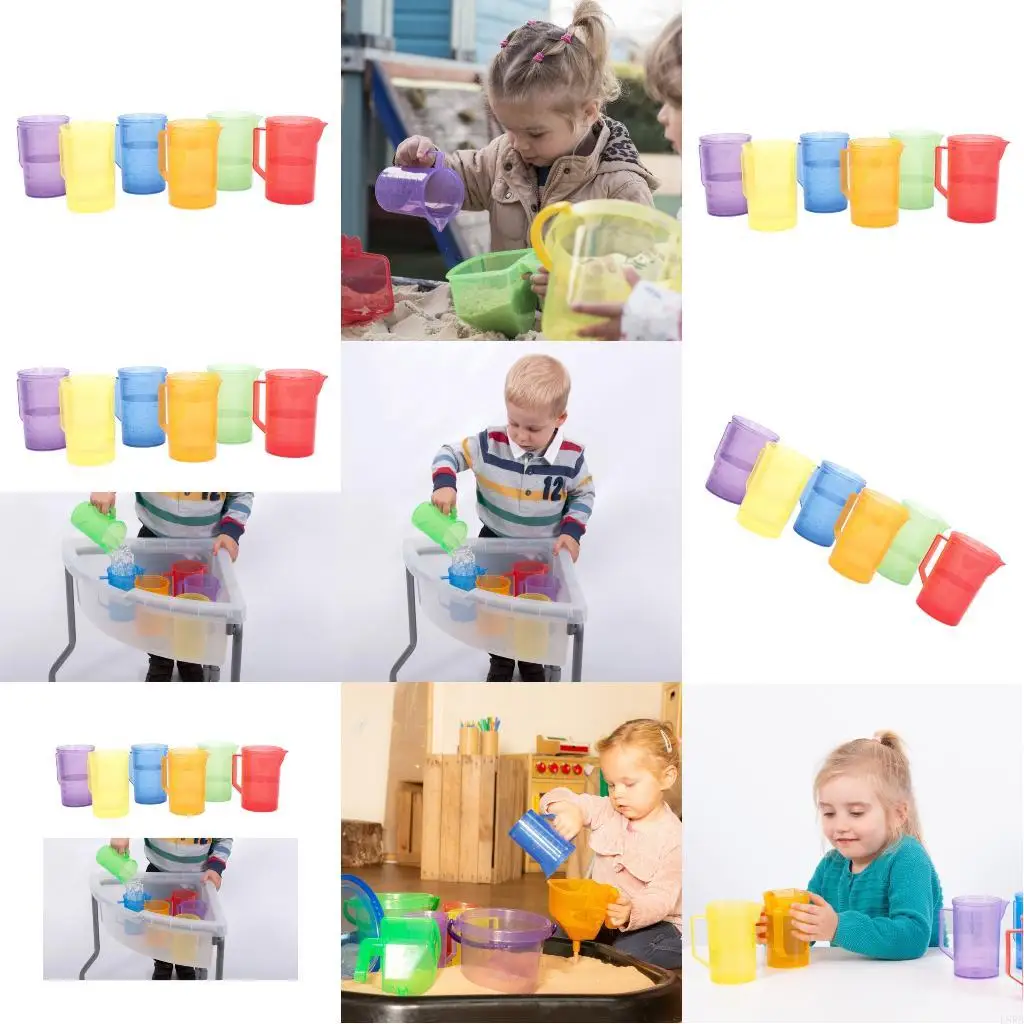 6 قطع اللعب الحسية قياس أباريق لطفل رمال المياه الملونة بلعب كأس الكأس أداة التعلم لرياض الأطفال L8RB #1