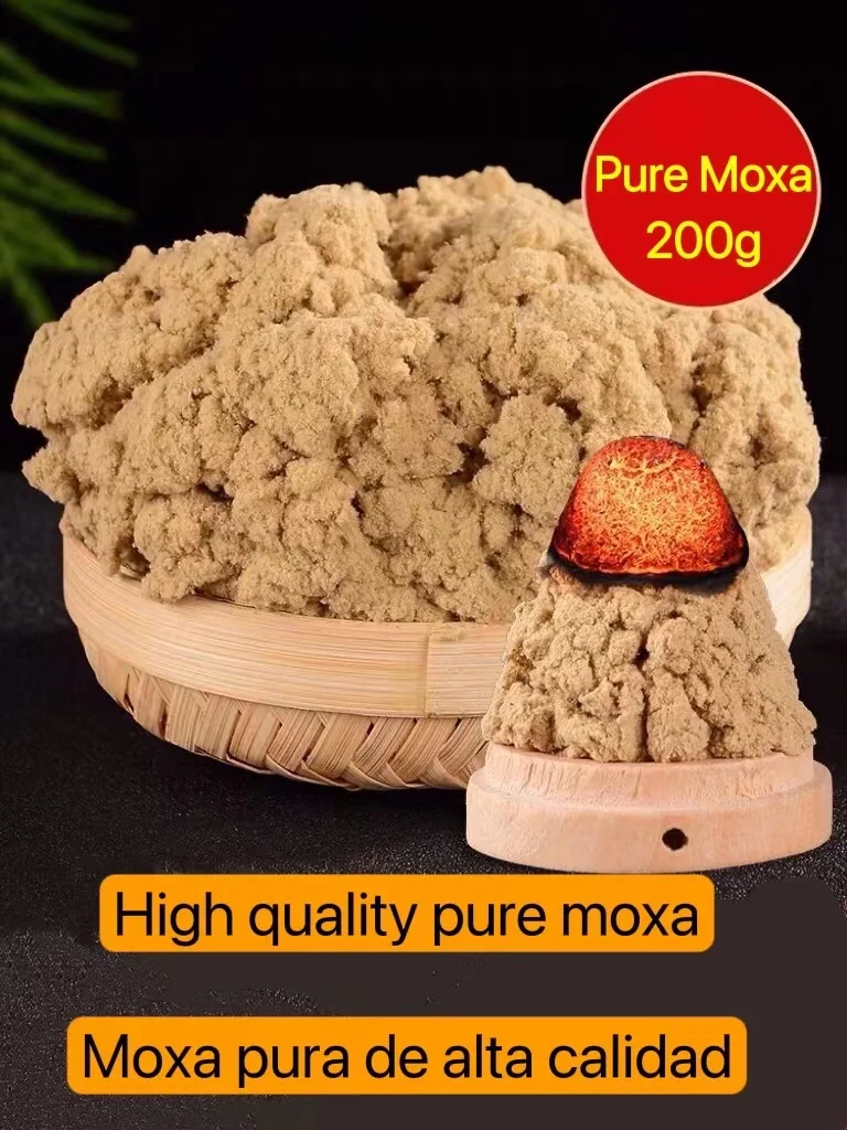 Hochwertiges 50:1 reines Moxa-Goldkraut, wilder Beifuß, Artemisia, chinesische Moxibustion, Acupuntura-Heiztherapie, Moxa-Meridian, 200 g