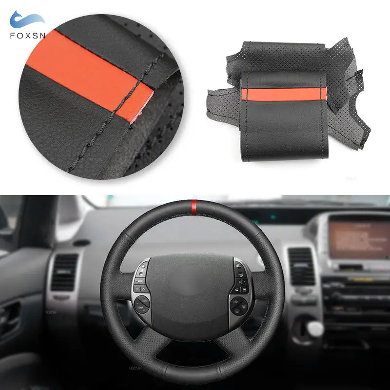 

Для Toyota Prius 20 XW20 2004 2005 2006 2007 2008 2009 перфорированная кожаная накладка на руль из микрофибры с ручной прошивкой