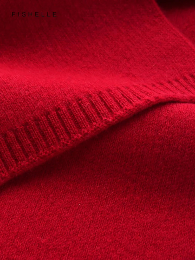 New bright red cashmere scarf for women\'s winter warmth knitted men\'s wool scarves adults New Year\'s Christmas luxury gifts