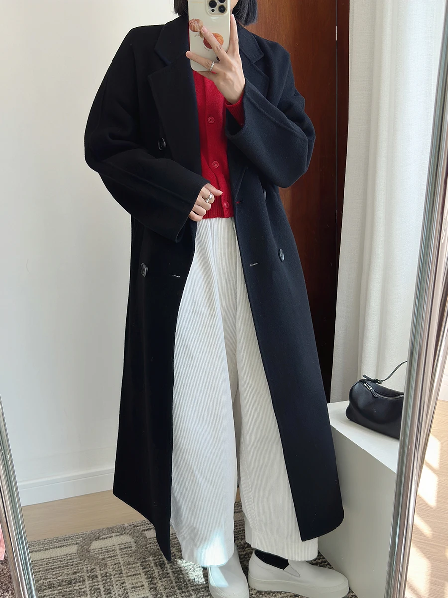 

Двустороннее шерстяное пальто Ele Long, длиной до колена, свободного кроя, UUUIIK, для повседневной носки, зимнее, модное, женское, премиум-качество, верхняя одежда...