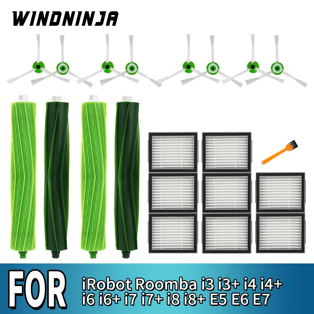 Für iRobot Roomba i3 i3+ i4 i4+ i6 i6+ i7 i7+ i8 i8+ E5 E6 E7 Staubsauger Ersatzteile Roboter Haupt- und Seitenbürste Filter