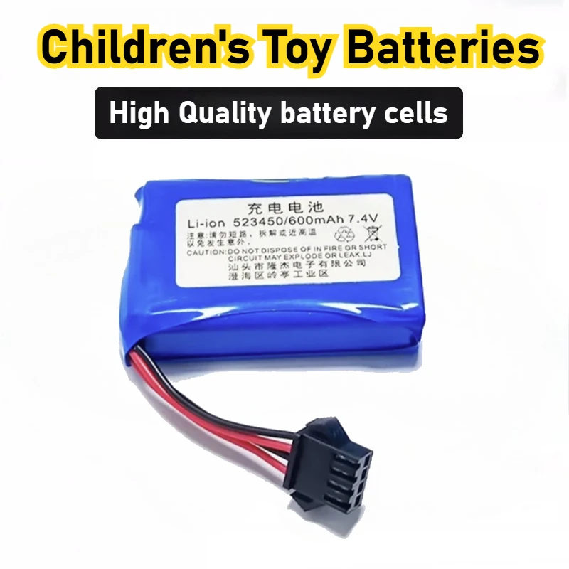 7.4V Power Battery for Children's Toys E561 RC Truck RC Car RC Boat 7.4V 600mAh Li-ion Battery 523450 with 4P-SM Plug