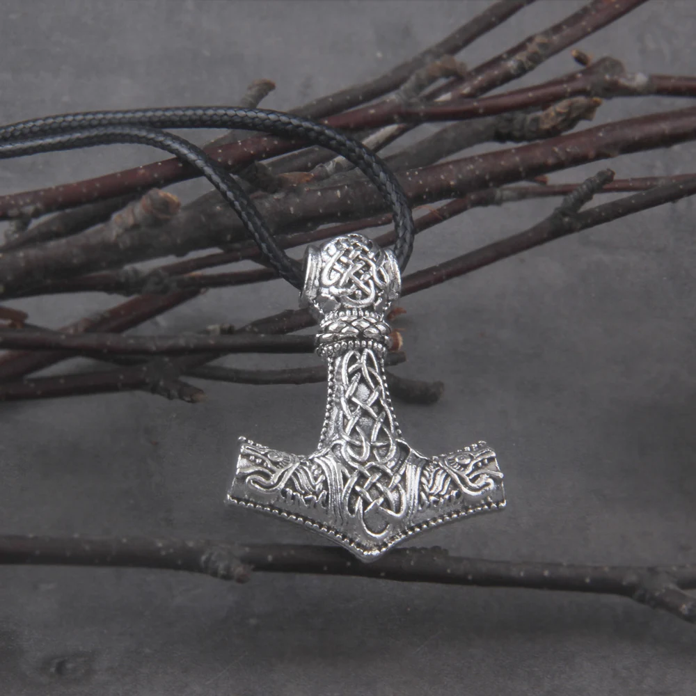 Small Thor Hammer Viking Jewelry Mjolnir Wolf Amulet Talisman Vintage Necklace Norsic Accessories