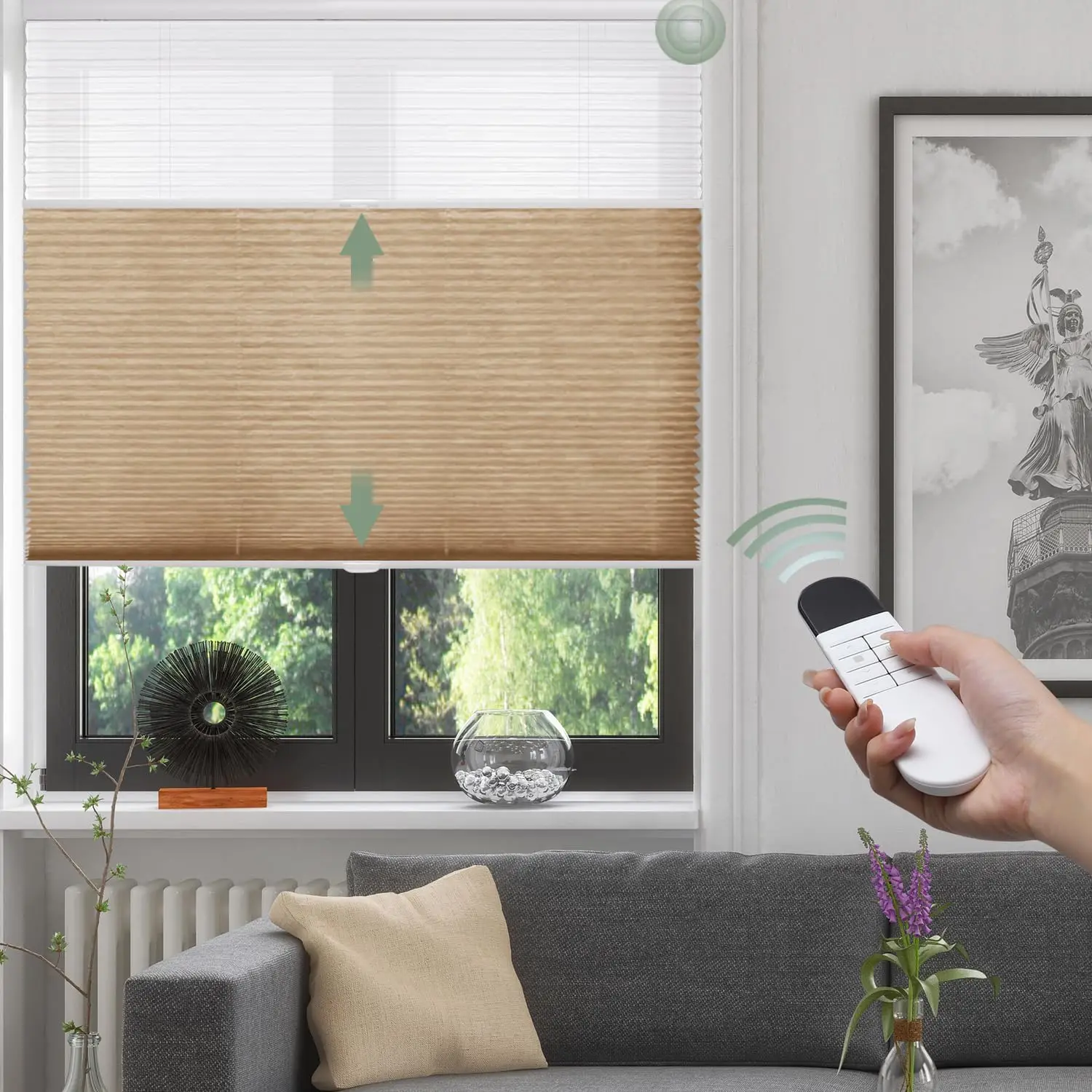 PREMIUM Double-Layer Motorized Day & Night Honeycomb Blinds FOR Bedroom Living Room Windows