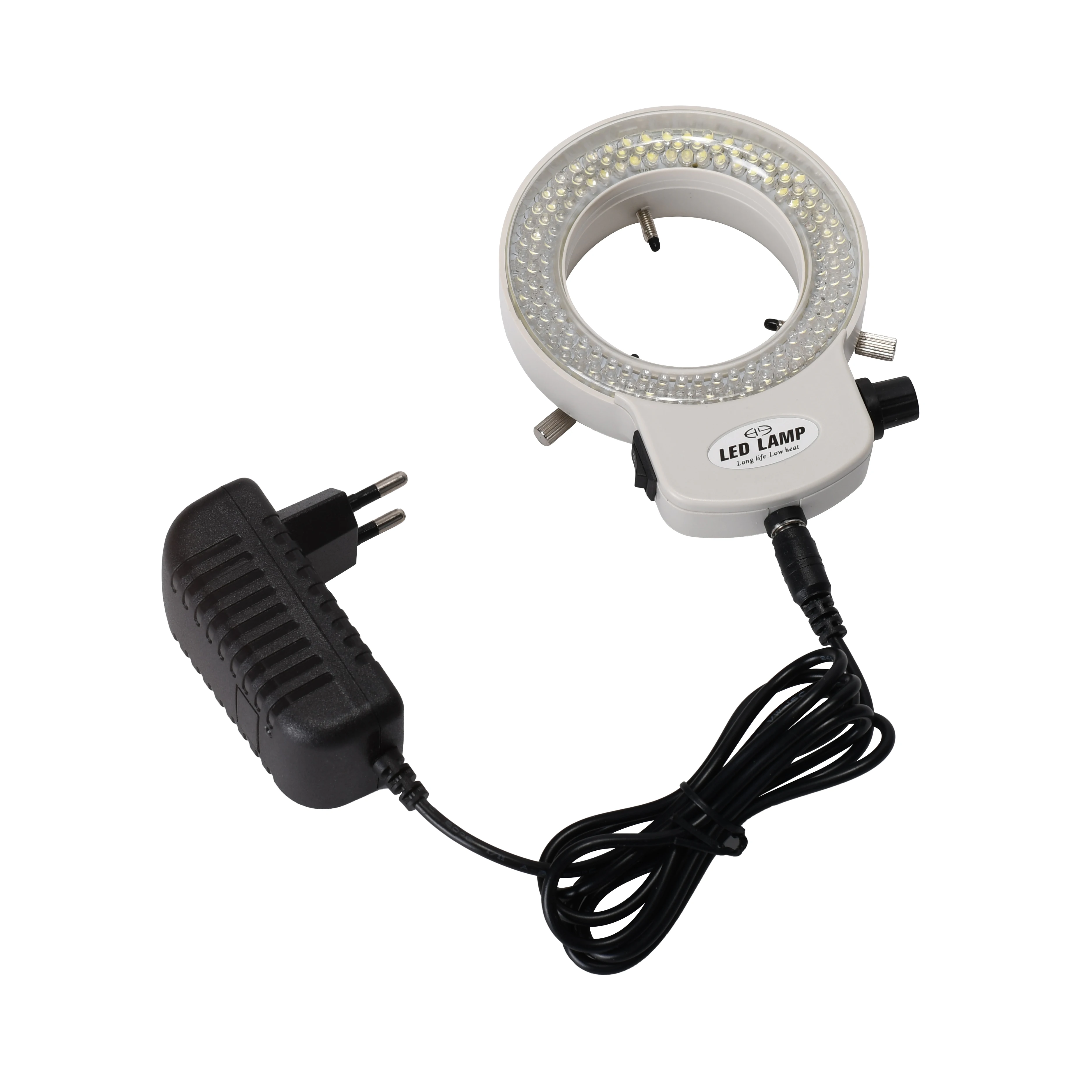 Anillo de luz LED ajustable 6500K144, lámpara iluminadora para microscopio estéreo industrial, lupa de cámara Digital con adaptador de corriente CA