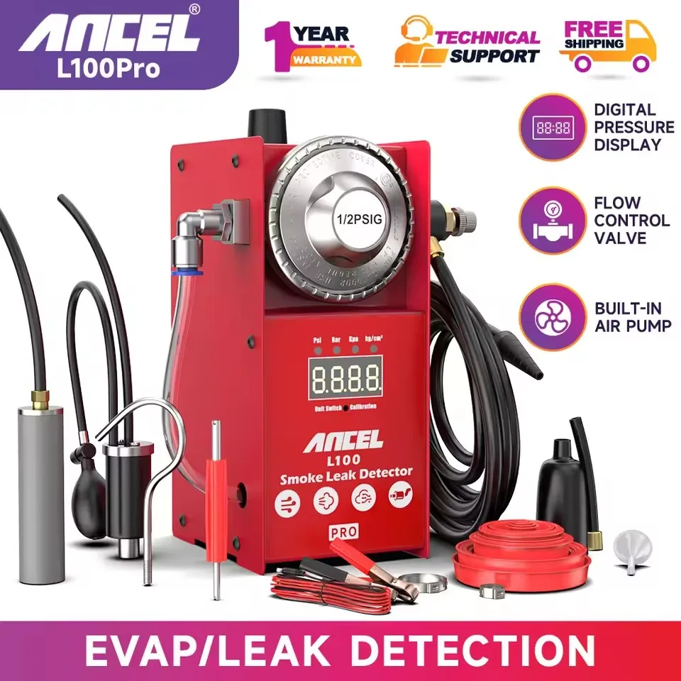 

ANCEL L100 Pro Car EVAP Vacuum Leakage Analyzer Smoke Leak Detector Pressure Gauge Fuel Pipe Leak Diagnostic Tools with Air Pump