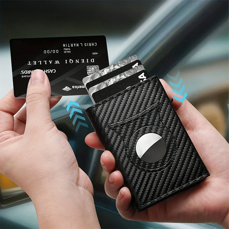 Rfid Kreditkarteninhaber Herren Geldbörsen für Apple Airtag Kohlefaser Karteninhaber Geldbörse Kleine minimalistische Geldbörsen für Air Tag – Detail 7