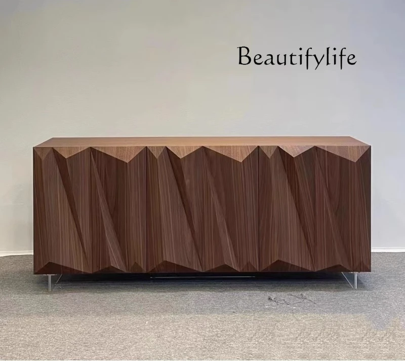 

Nordic retro style dining side cabinet living room Japanese solid wood storage modern design bedroom wave locker