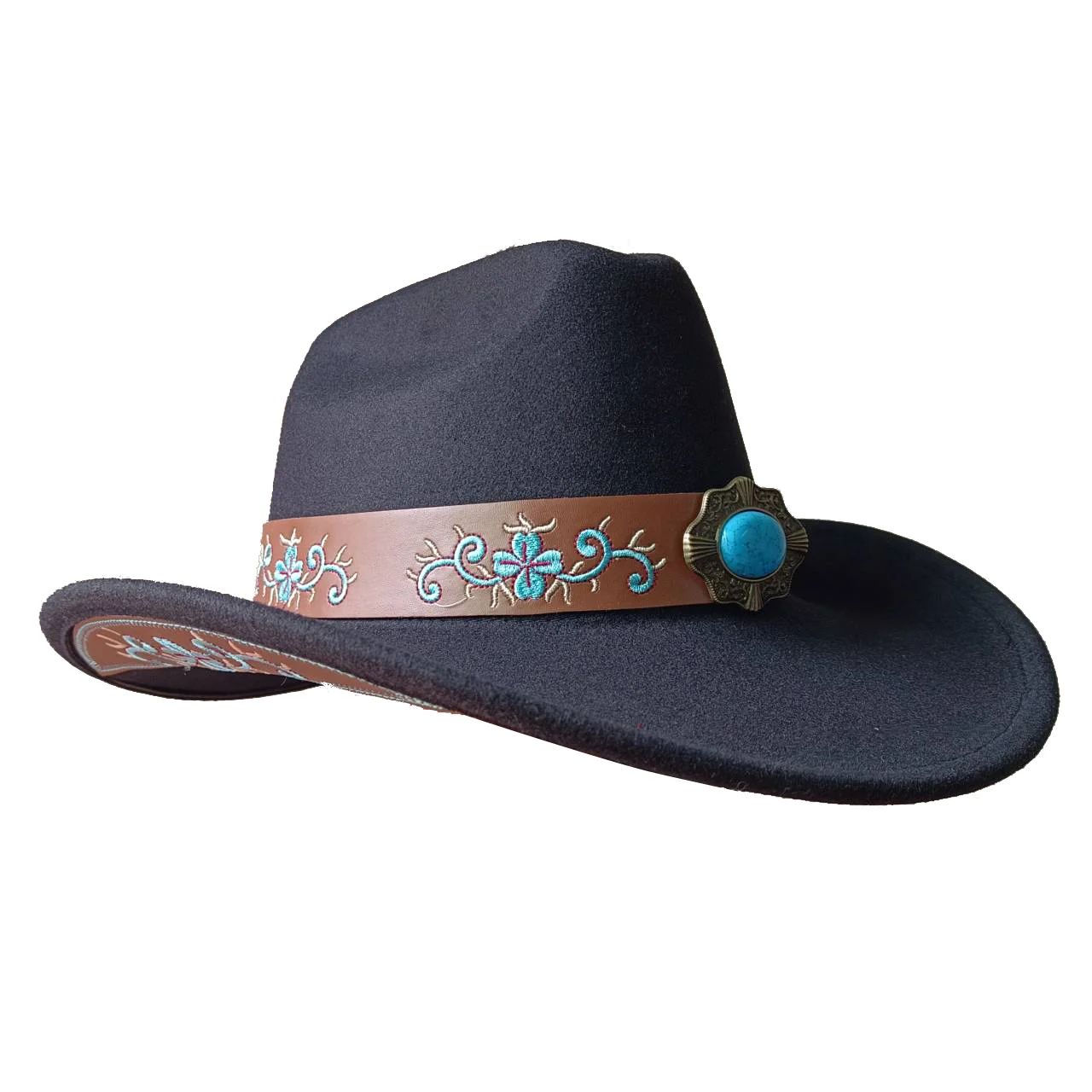 Western Cowboy Hat Embroidered Decal Cowboy Hat Spring/Summer Panama Sun Hat Vintage Elegant Cowboy Hat Jazz Hat Sombrero Hombre