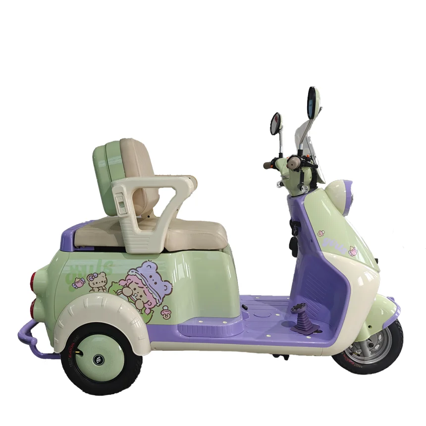 

New color 60V 650W electric tricycle open body printing 3 wheels car load 400 kg adult street