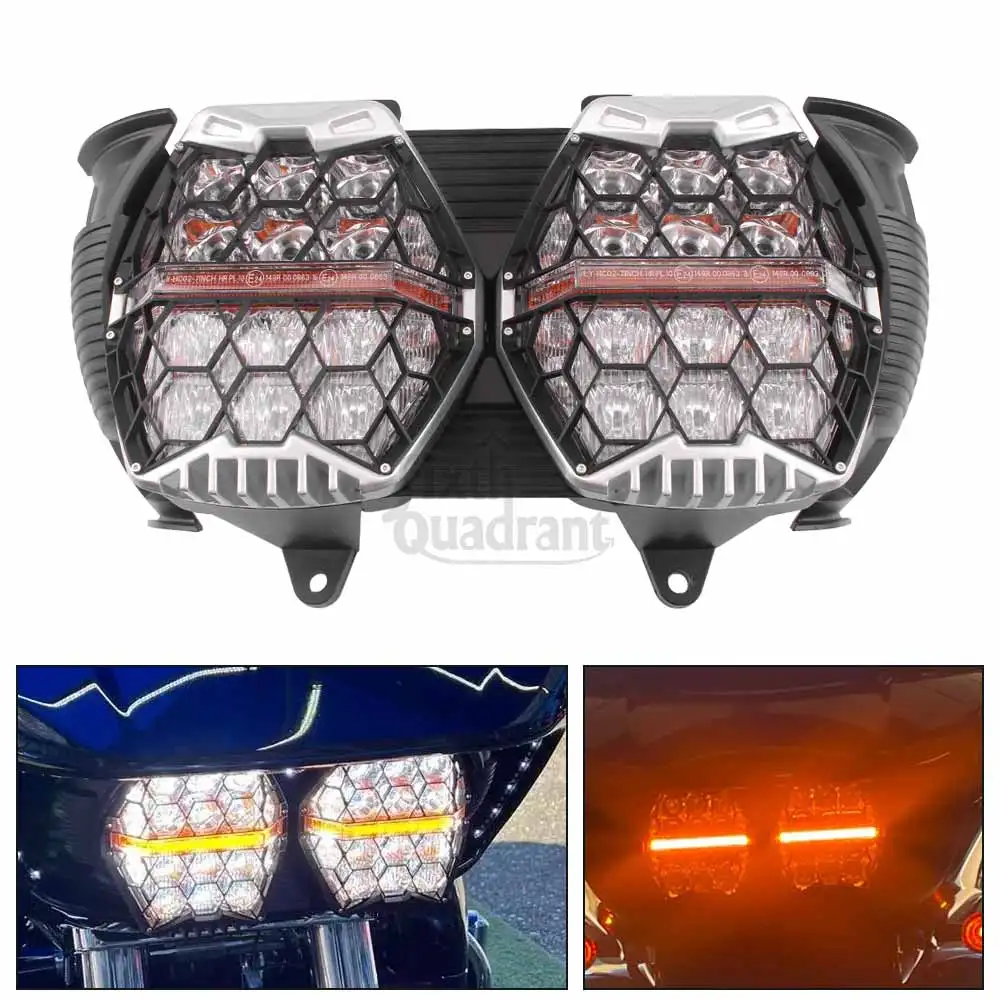 

For Harley Road Glide CVO Limited Special Ultra FLTRX 2015+ Motorcycle Part Headlight Assembly LED Headlamp Hi/Lo Beam Amber DRL
