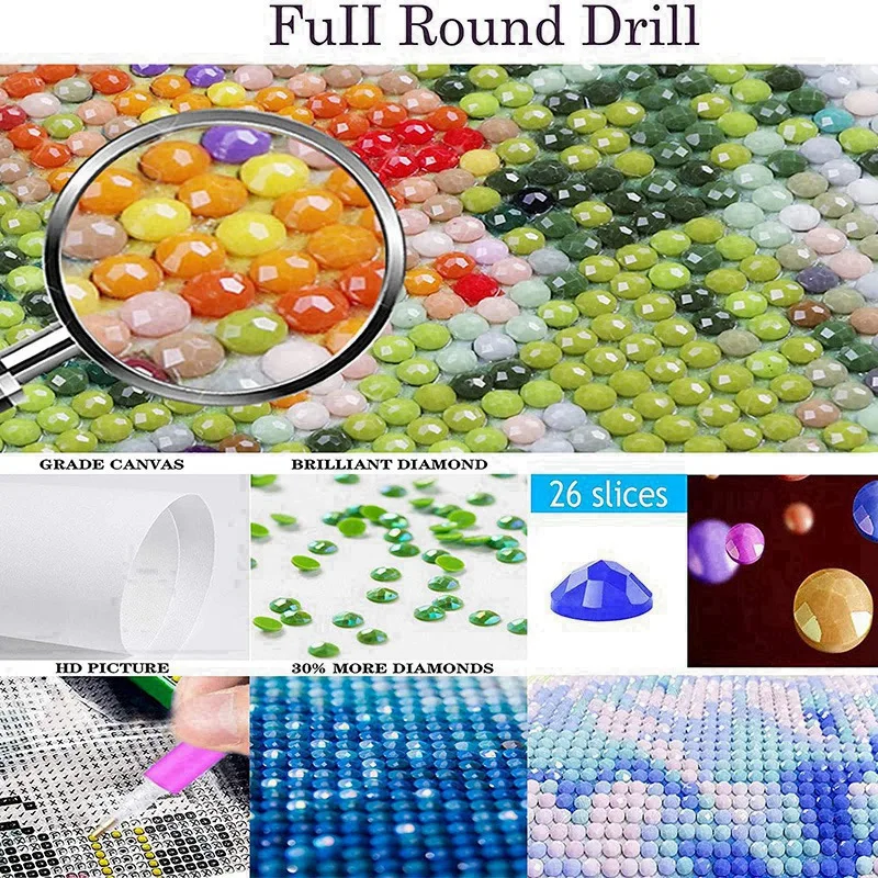 40X30cm DIY Diamond Painting Full Round Drill Embroidery Craft Kit Decor Birds